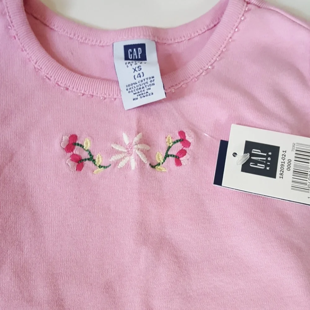 Girls GAP Pink Flowers & Beaded Neck Tank Top-XS 4